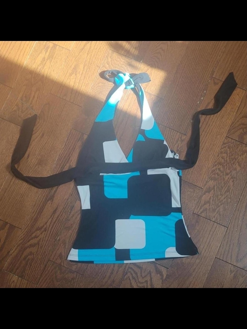 Forever 21 Turquoise, Black & White Halter Top